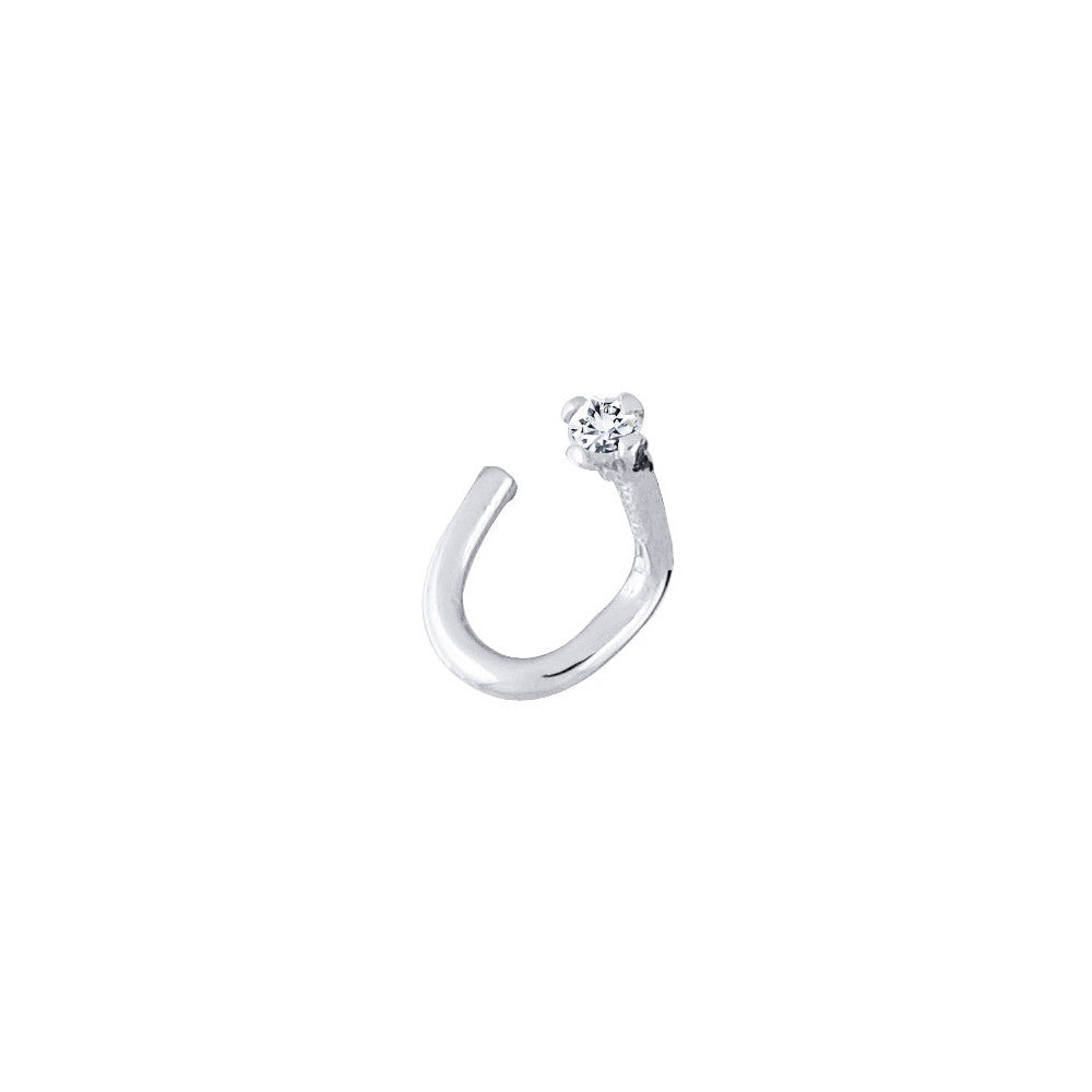 14k White Gold .02 ct tw Nickel Free Genuine Diamond Nose Ring