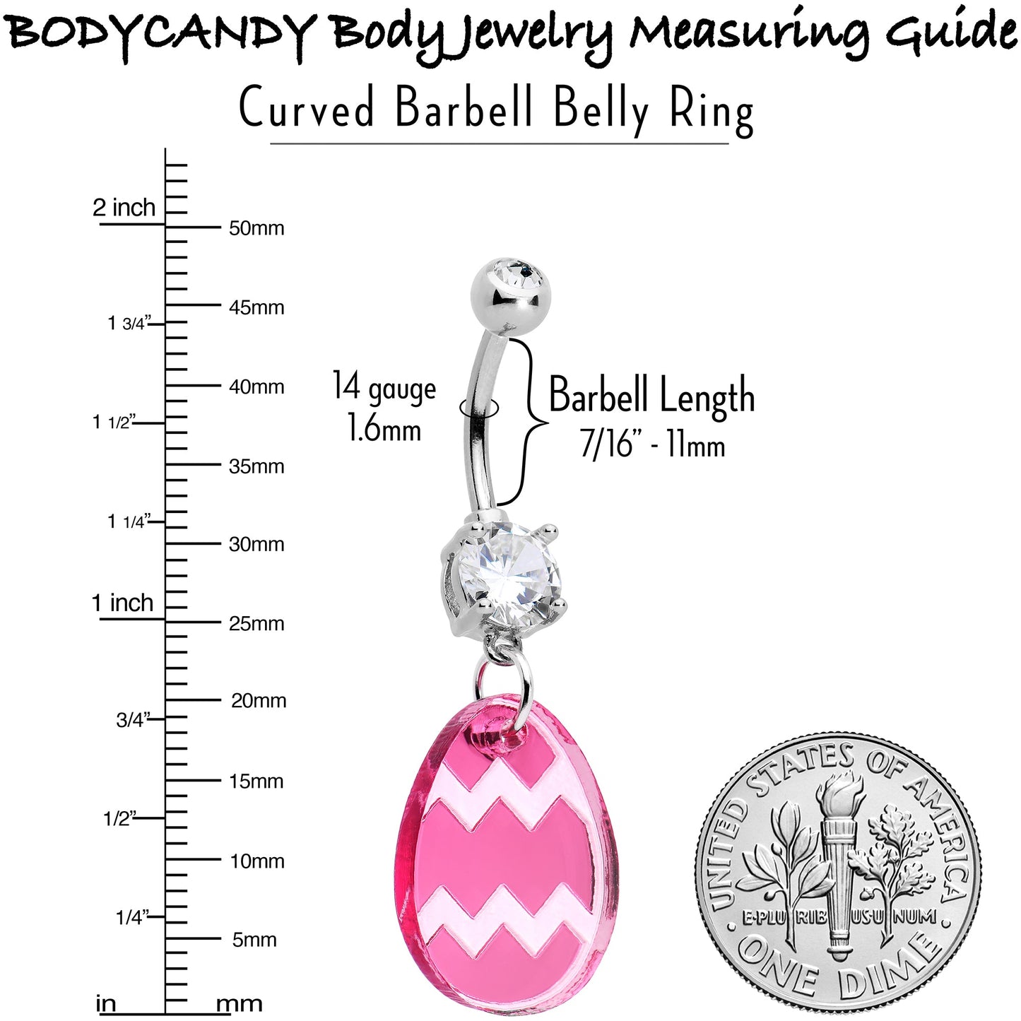 Clear Gem Pink Easter Decorated Egg Dangle Belly Ring