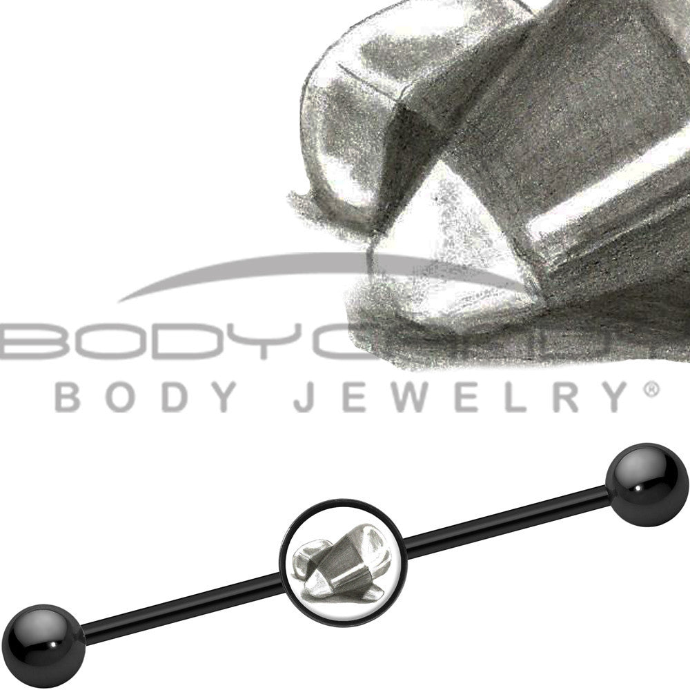 14G Black Anodized Halloween Candy Corn Industrial Barbell 37mm