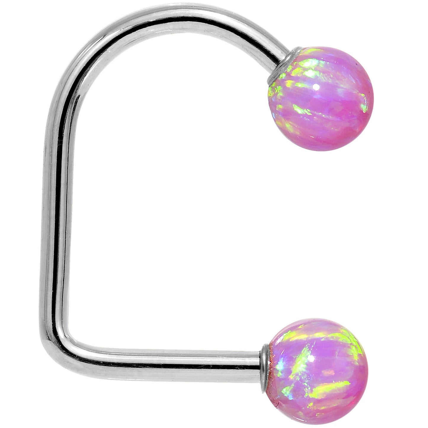 14k White Gold Fuchsia 5mm Synthetic Opal Lippy Loop 14G 3/8
