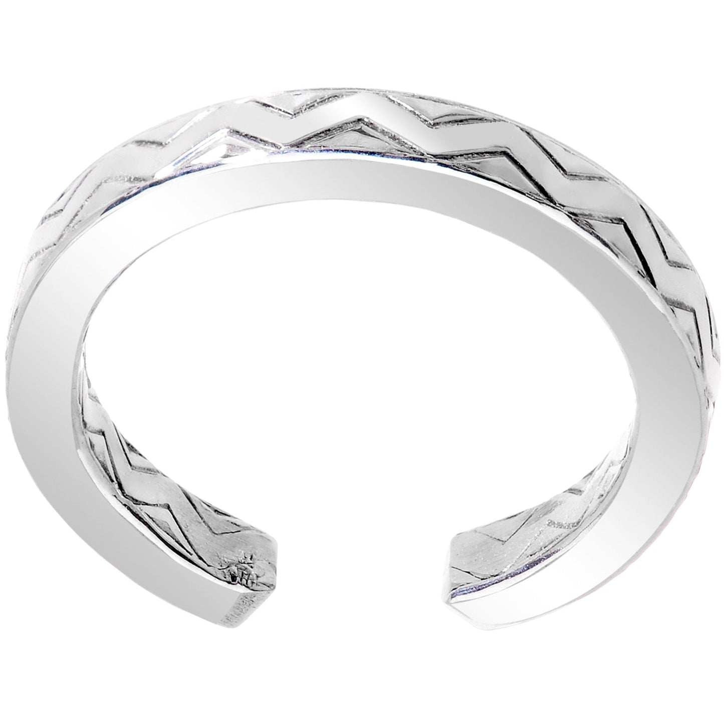 Handcrafted 925 Sterling Silver Zig Zag Pattern Toe Ring