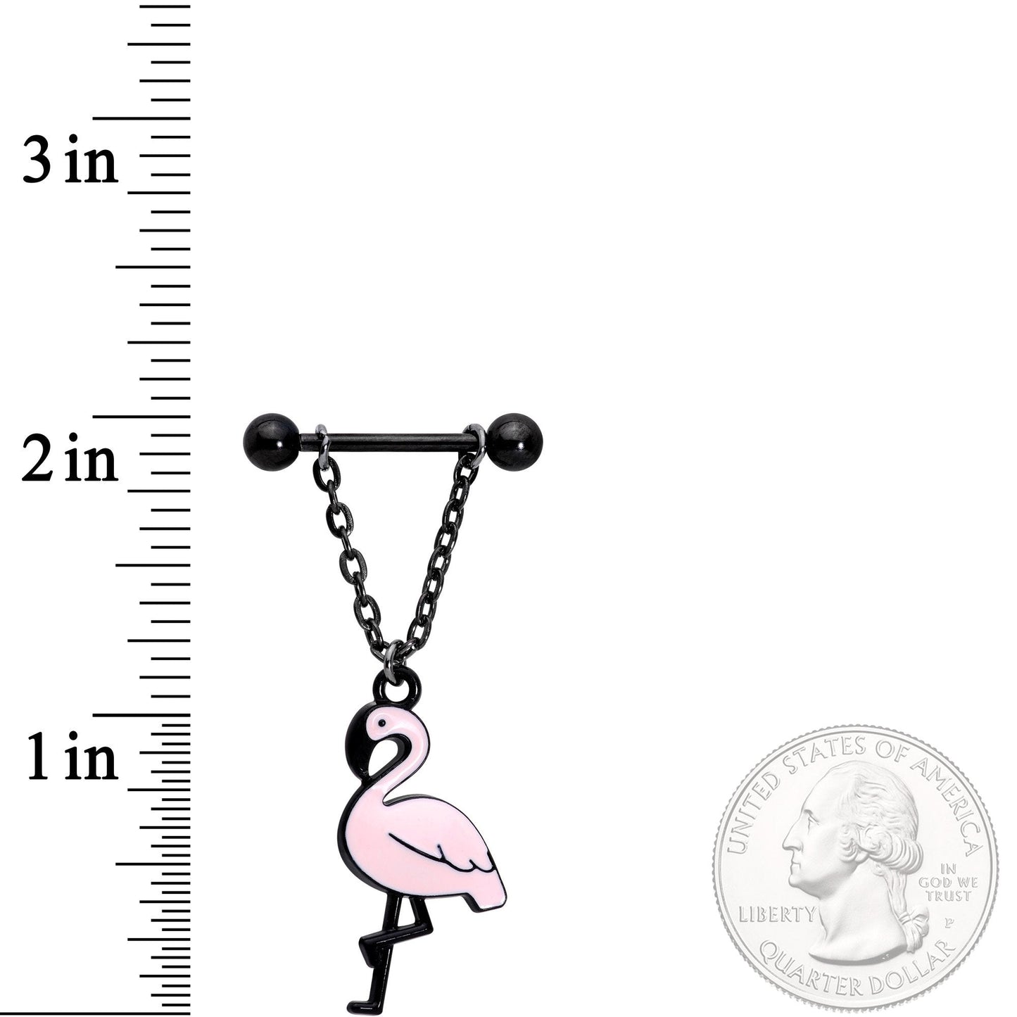 Handcrafted Black Pink Flamingo Dangle Barbell Nipple Ring Set