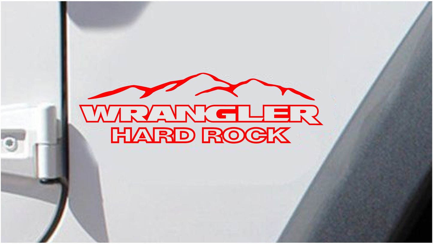 Red and White Hard Rock Decals for Jeep Wrangler (x2)