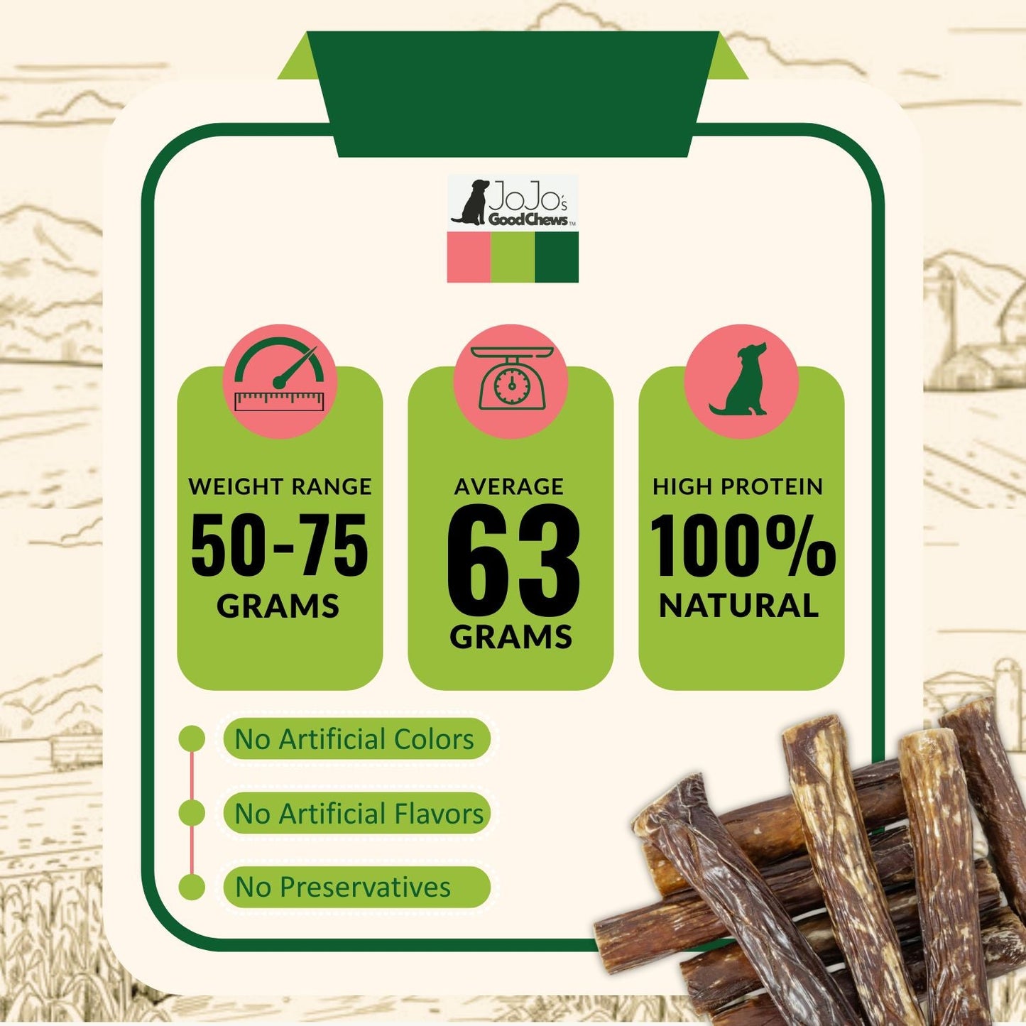 All-Natural Beef Stuffed Gullet Dog Treats – Protein-Packed Chews – 6 Inches (25/Case)