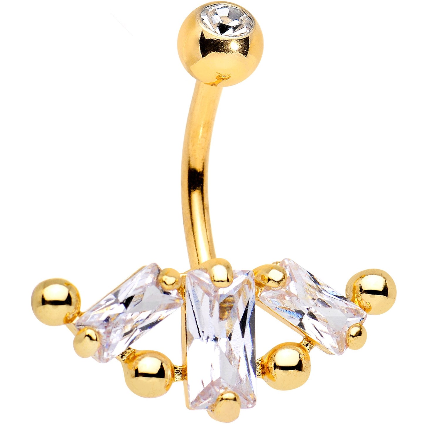 Clear Gem Gold PVD Fancy Chandy Chandelier Belly Ring