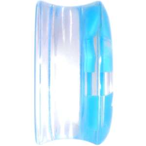 Clear Acrylic Double Flare Blue Turquoise Anchor Saddle Plug Set 18mm - 20mm