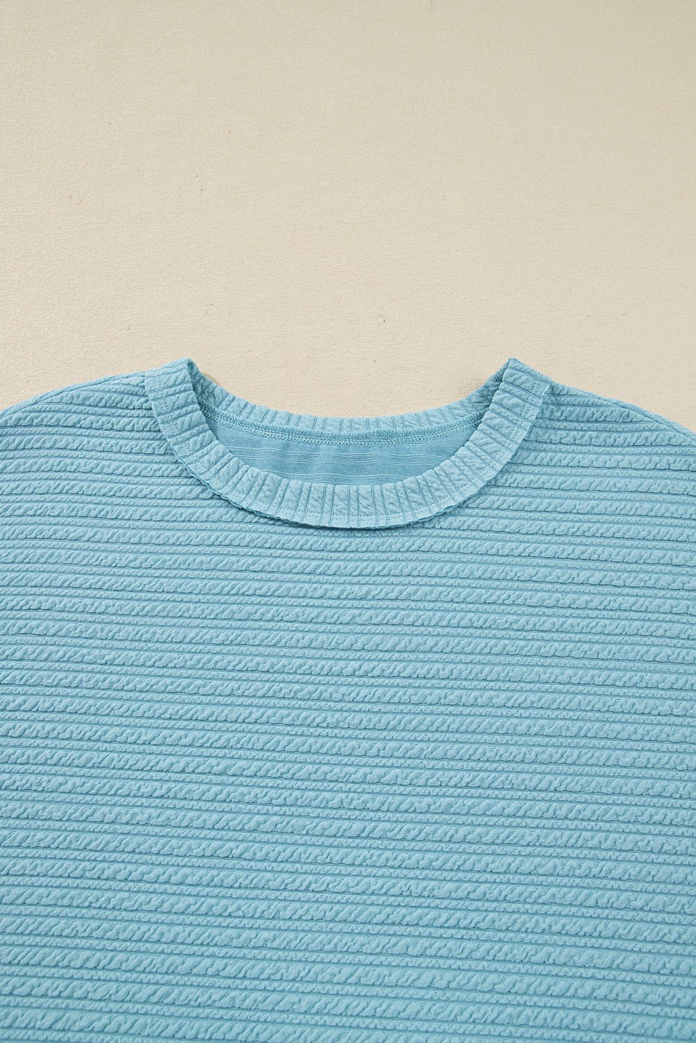 Light Blue Textured Drop Shoulder Plus Size Knit Top - Jaico Online Shop