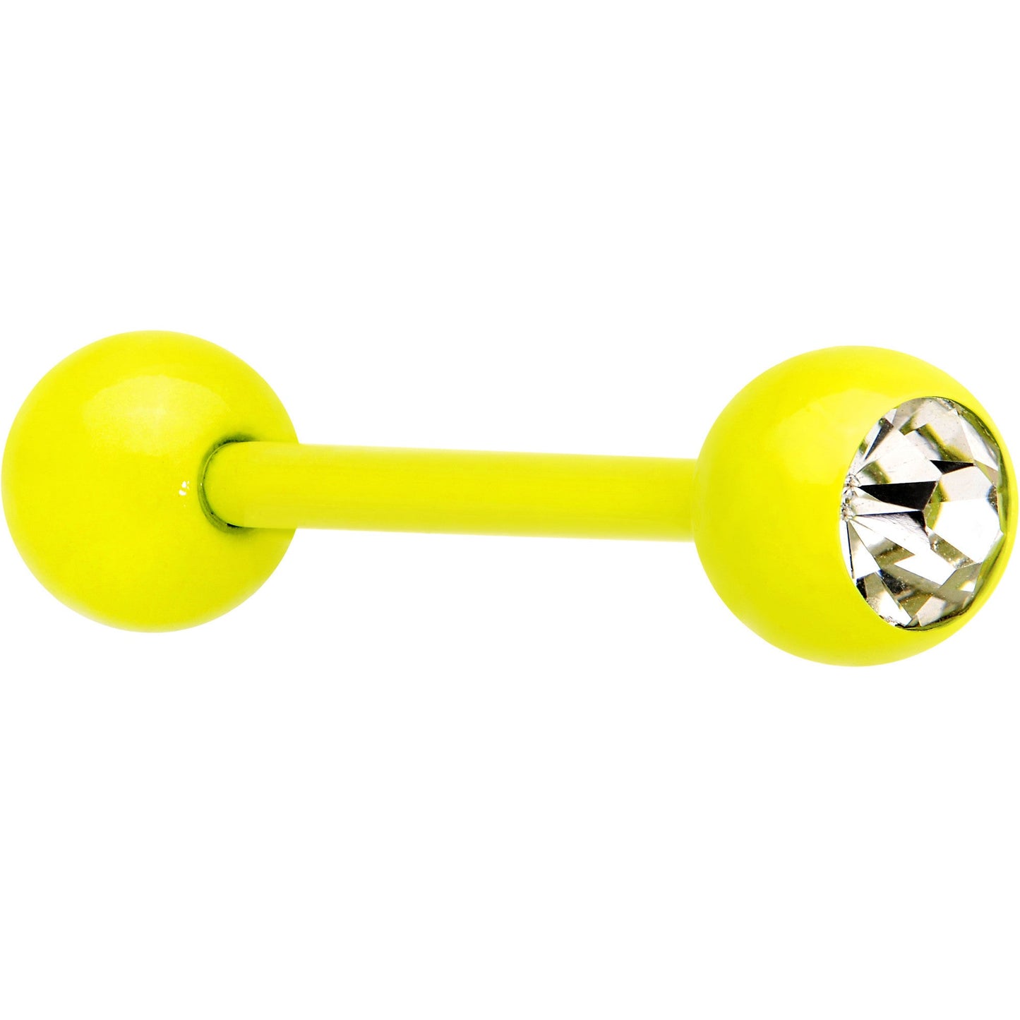 14G 5/8 Clear Gem Yellow Acrylic Over Steel Tongue Ring