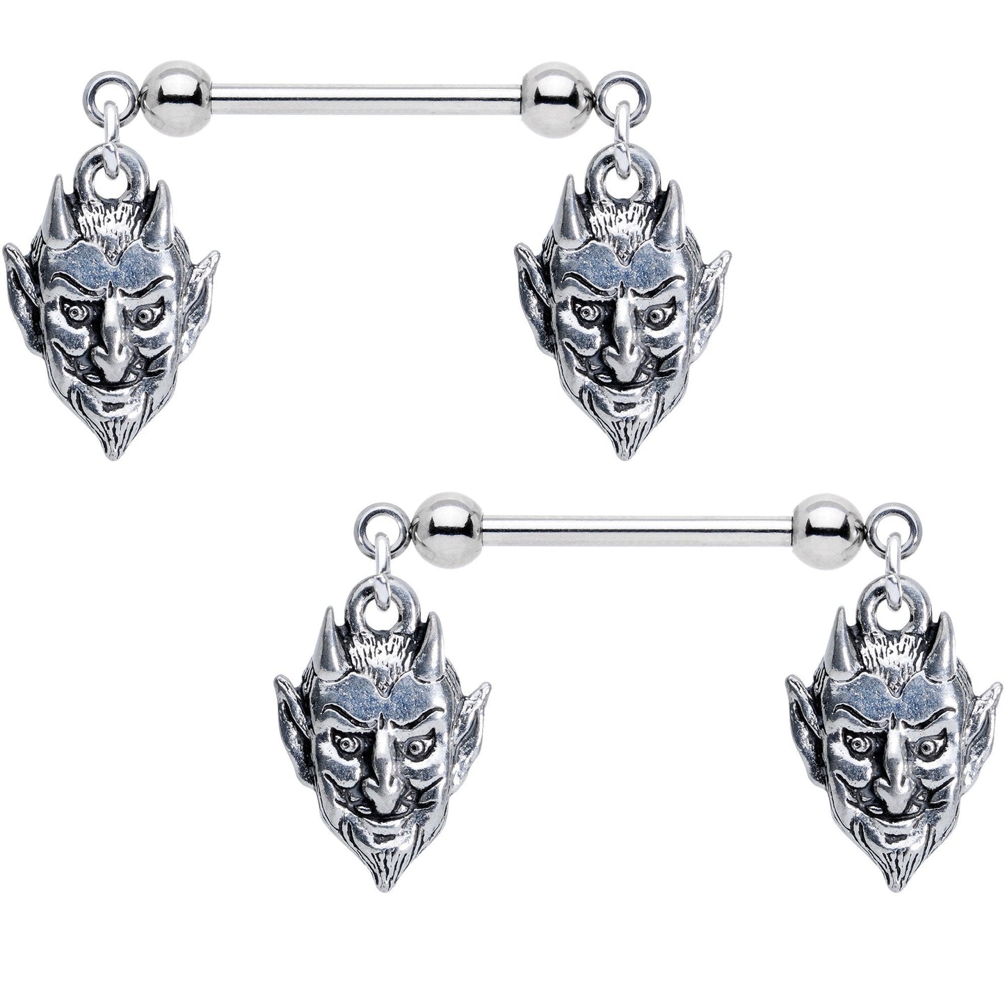 Handcrafted Beelzebub Dangle Nipple Ring Set