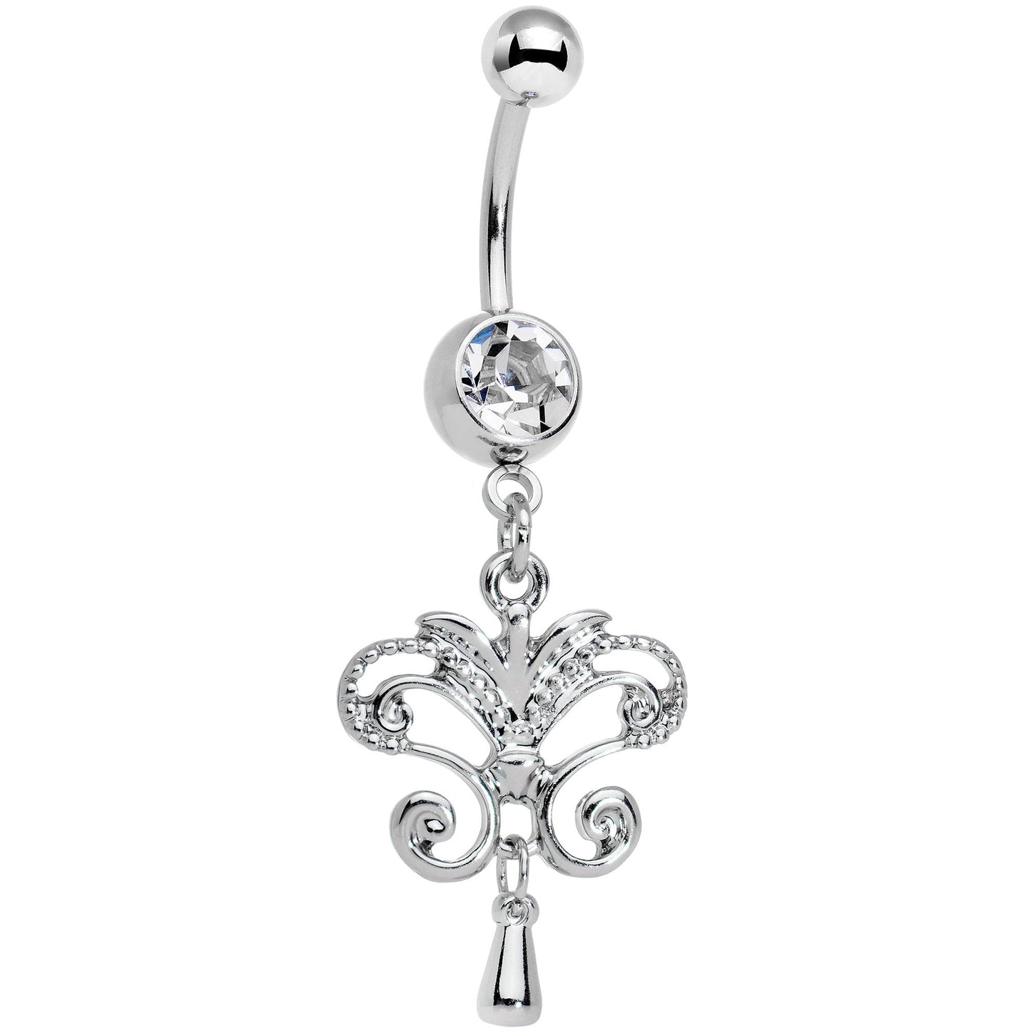 Clear Gem Chandelier Double Dangle Belly Ring