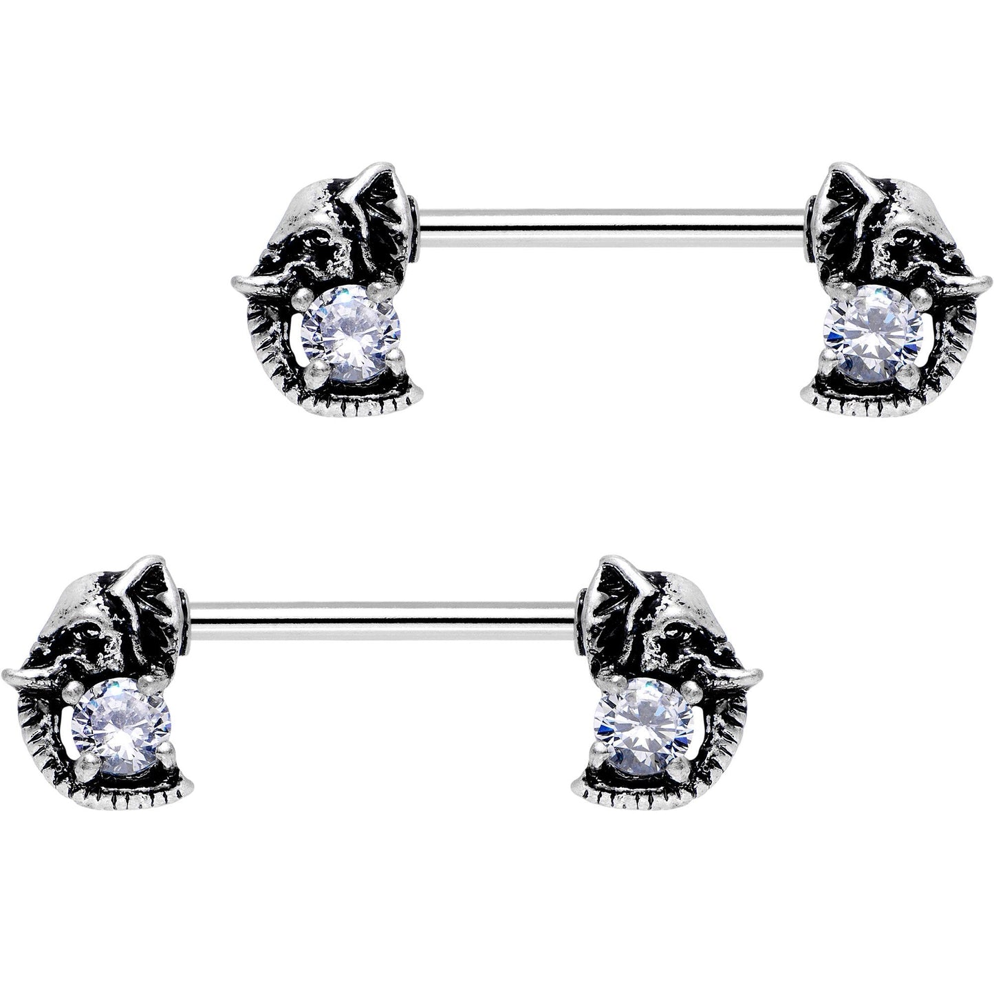 9/16 Clear Gem Elephants Treasure Barbell Nipple Ring Set