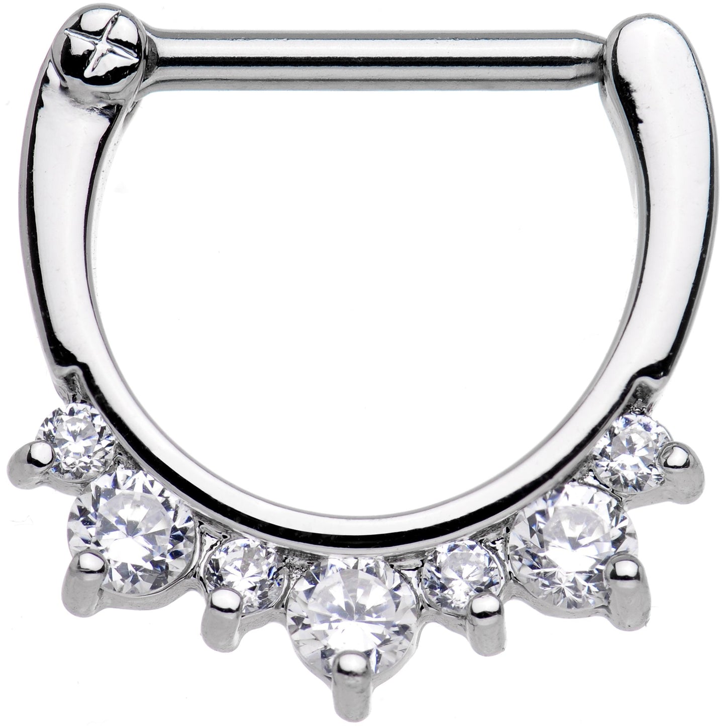 14G 1/2 Clear Gem Septet Nipple Clicker Set