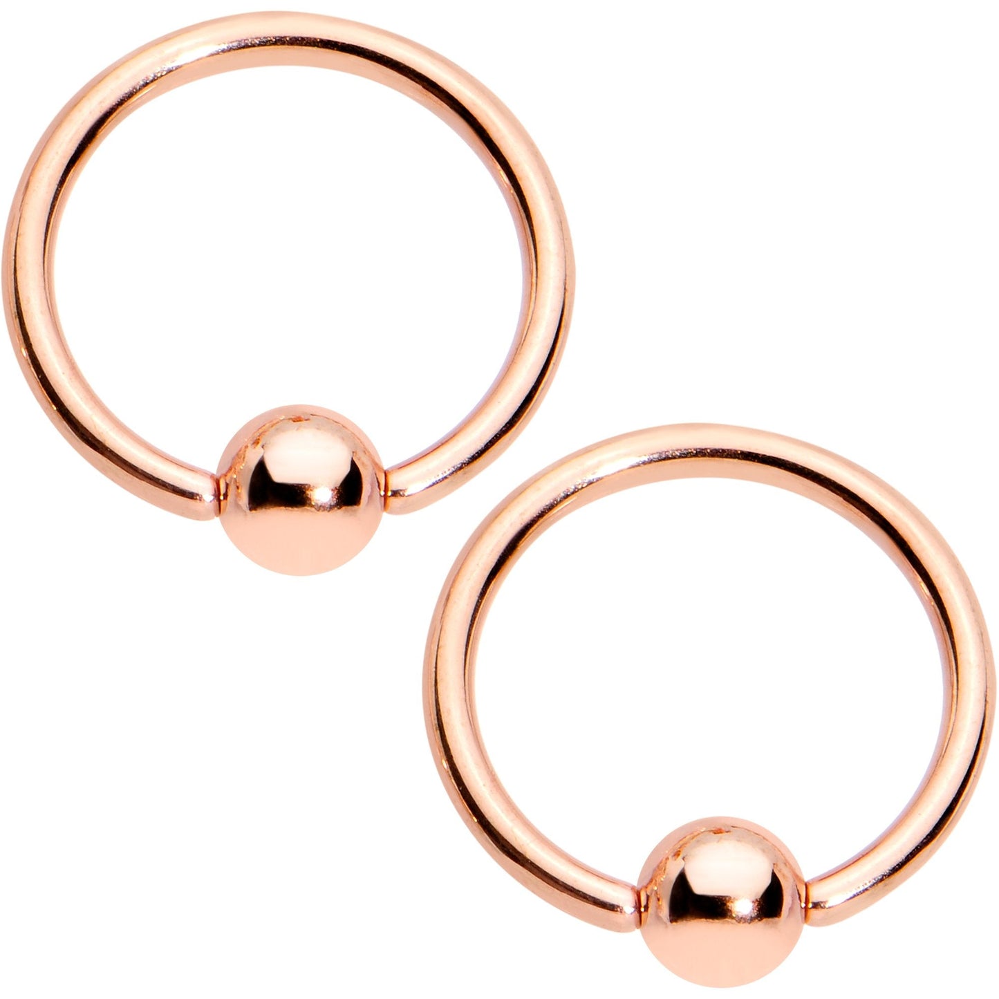 14G Clear CZ Gem Rose Gold Tone BCR Ring Barbell Nipple Ring Set