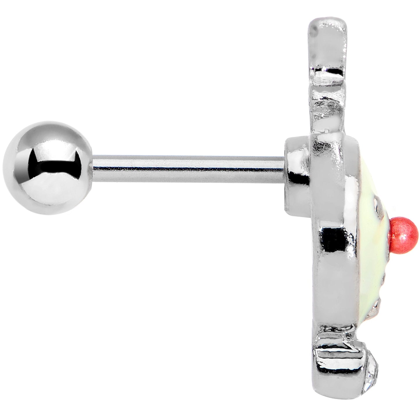 16G 1/4 Clear Red Gem Reindeer Tragus Cartilage Earring