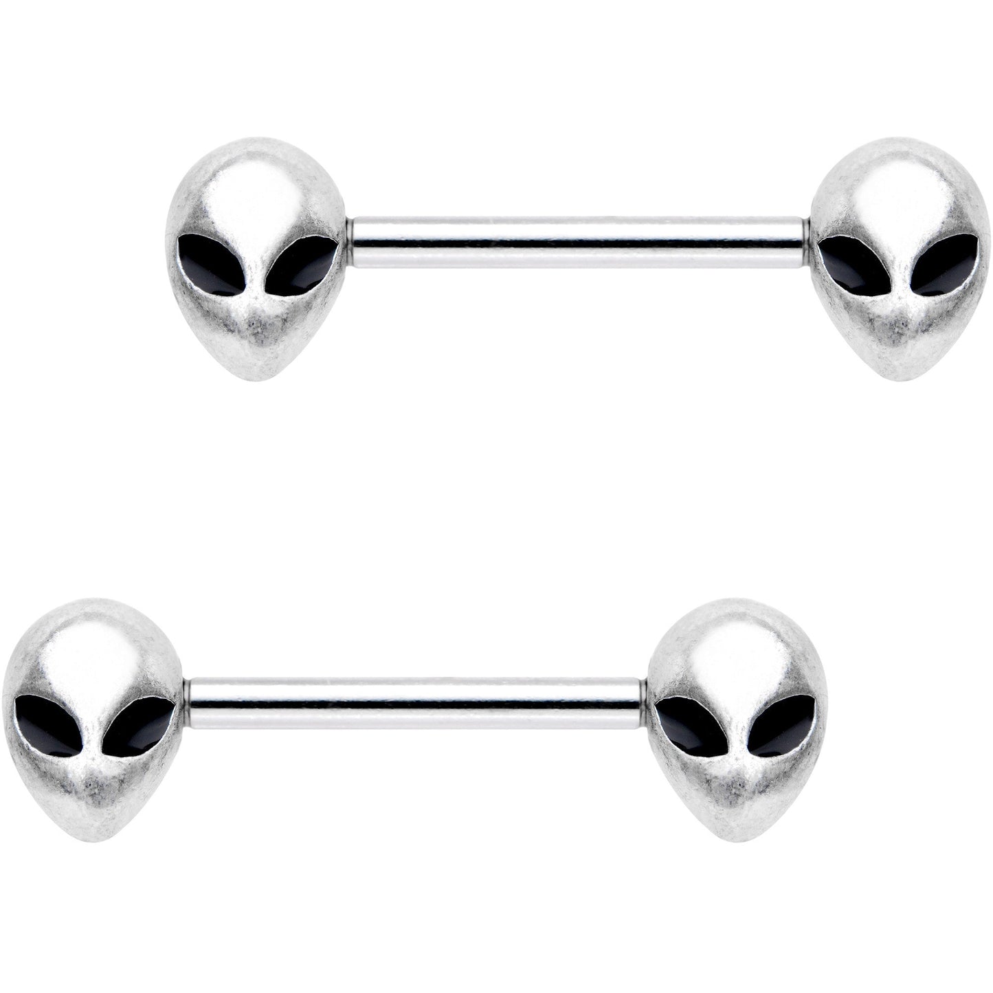 14G 9/16 Gray Alien Barbell Nipple Ring Set