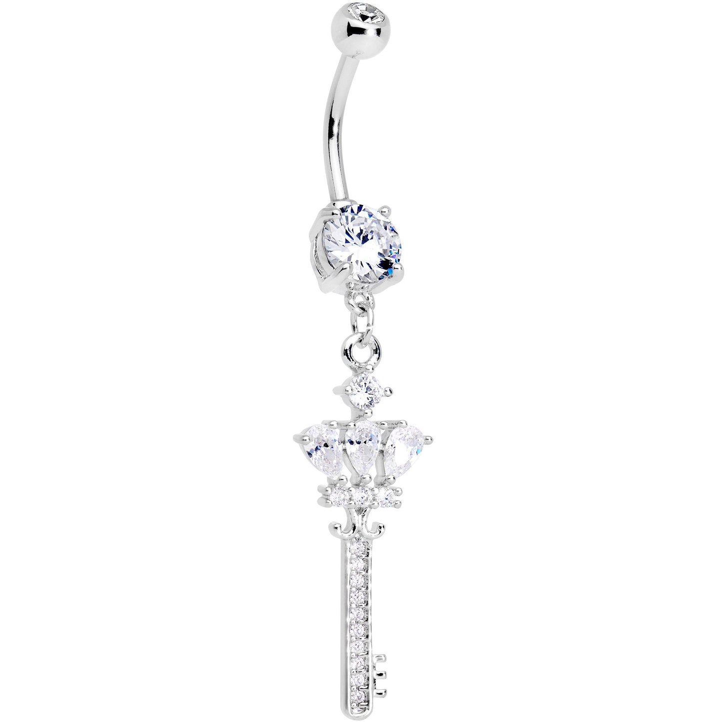 Clear Gem Classy Victorian Key Dangle Belly Ring