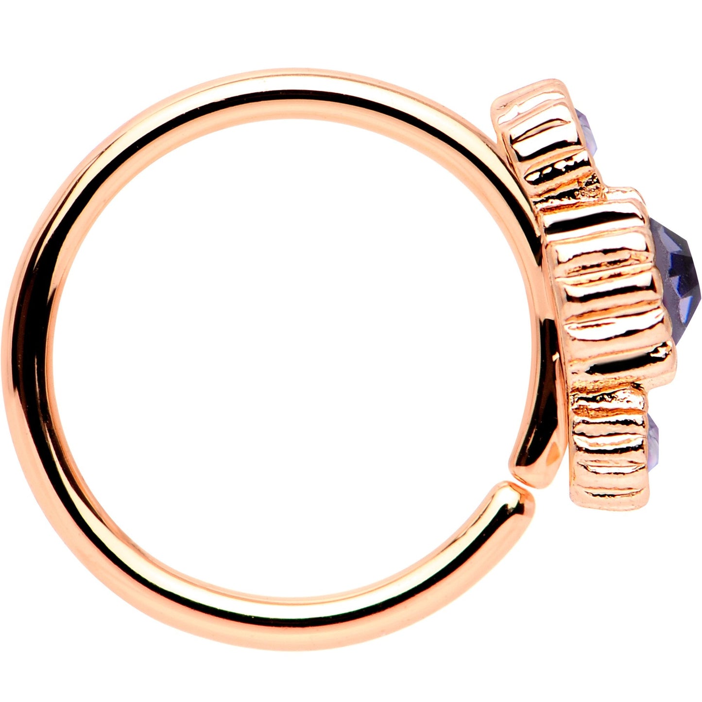 20G Purple CZ Gem Rose Gold IP Triplet Seamless Circular Ring