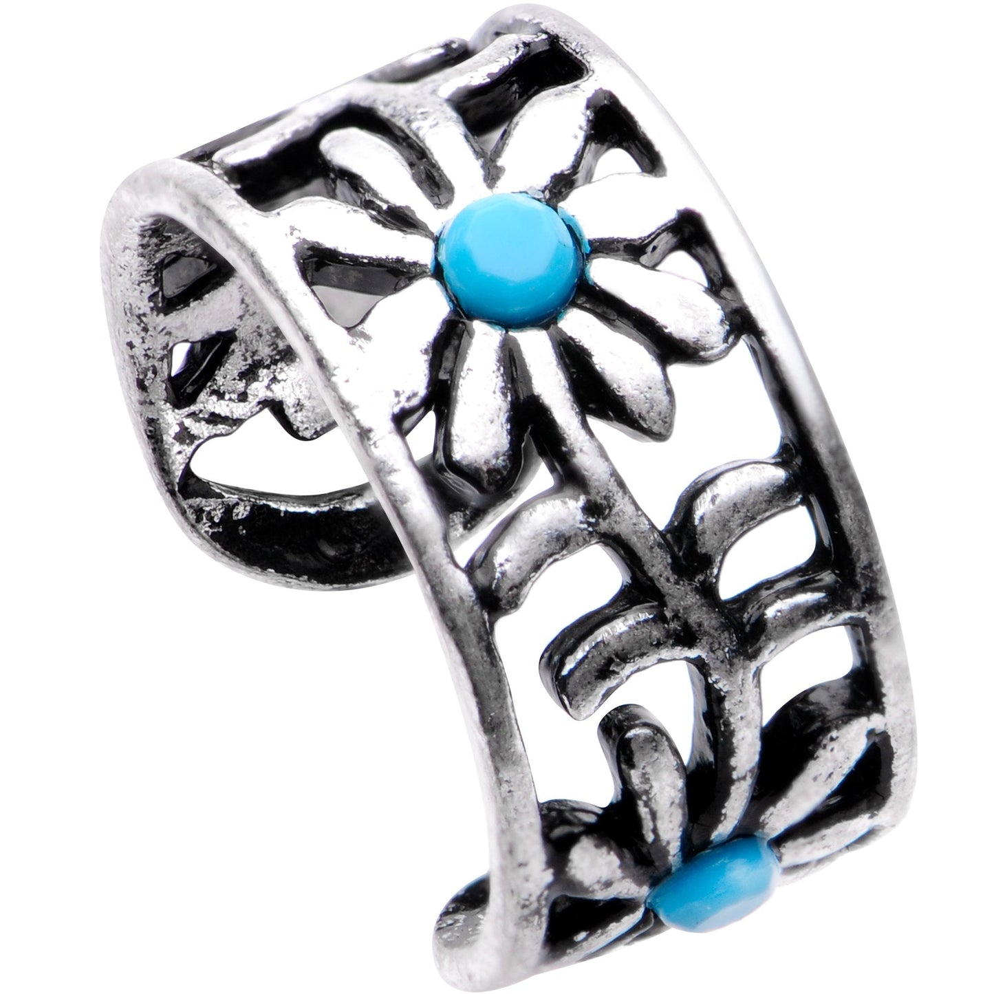 Blue Orb Flower Halo Toe Ring