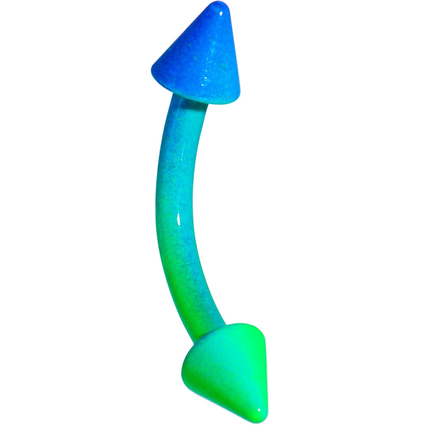 16G 3/8 Color Plated Green Blue Fade Cone Curved Eyebrow Ring