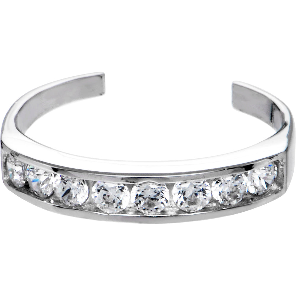 Solid 14k White Gold Cubic Zirconia Toe Ring