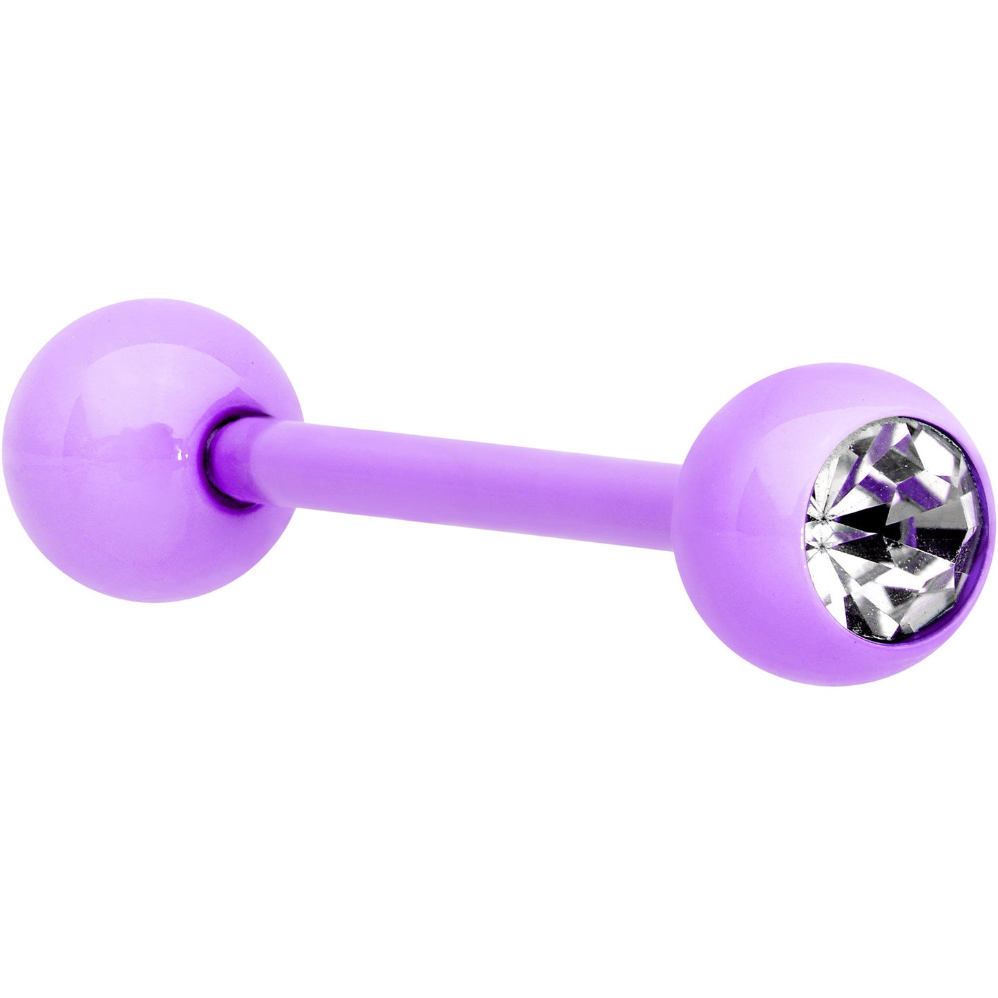 14G 5/8 Clear Gem Purple Acrylic Over Steel Tongue Ring