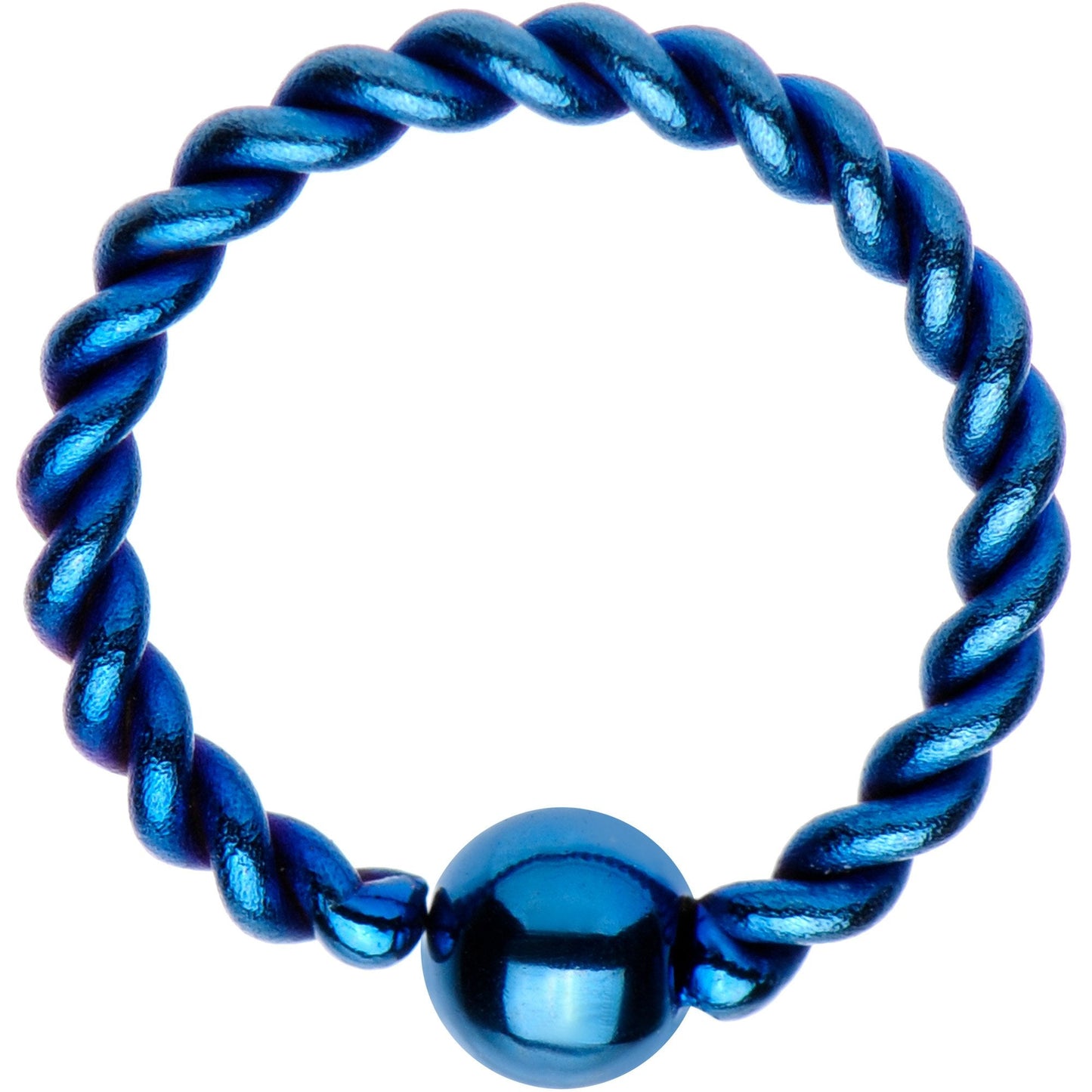 16G 5/16" Light Blue IP So Twisted Captive Style Seamless Ring