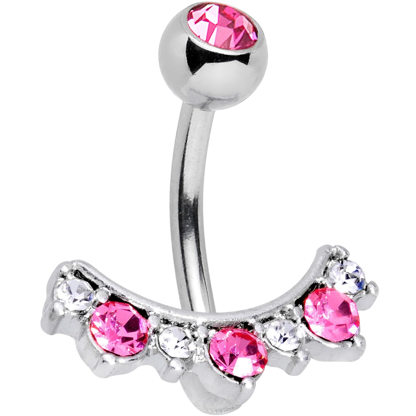 Clear Pink Gem Sweeping Beauty Arc Belly Ring
