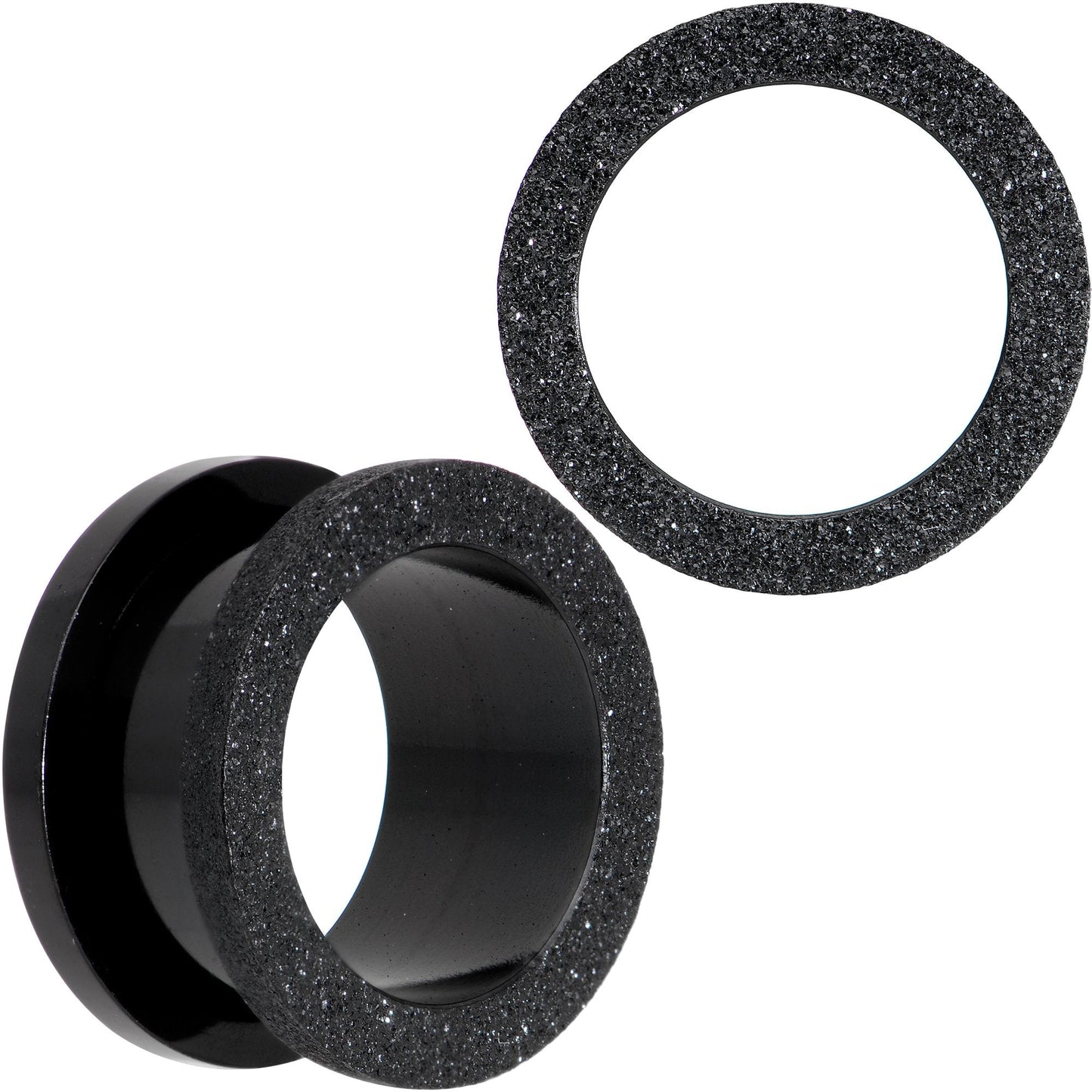 Black PVD Sandblasted Screw Fit Tunnel Plug Set 5mm to 16mm