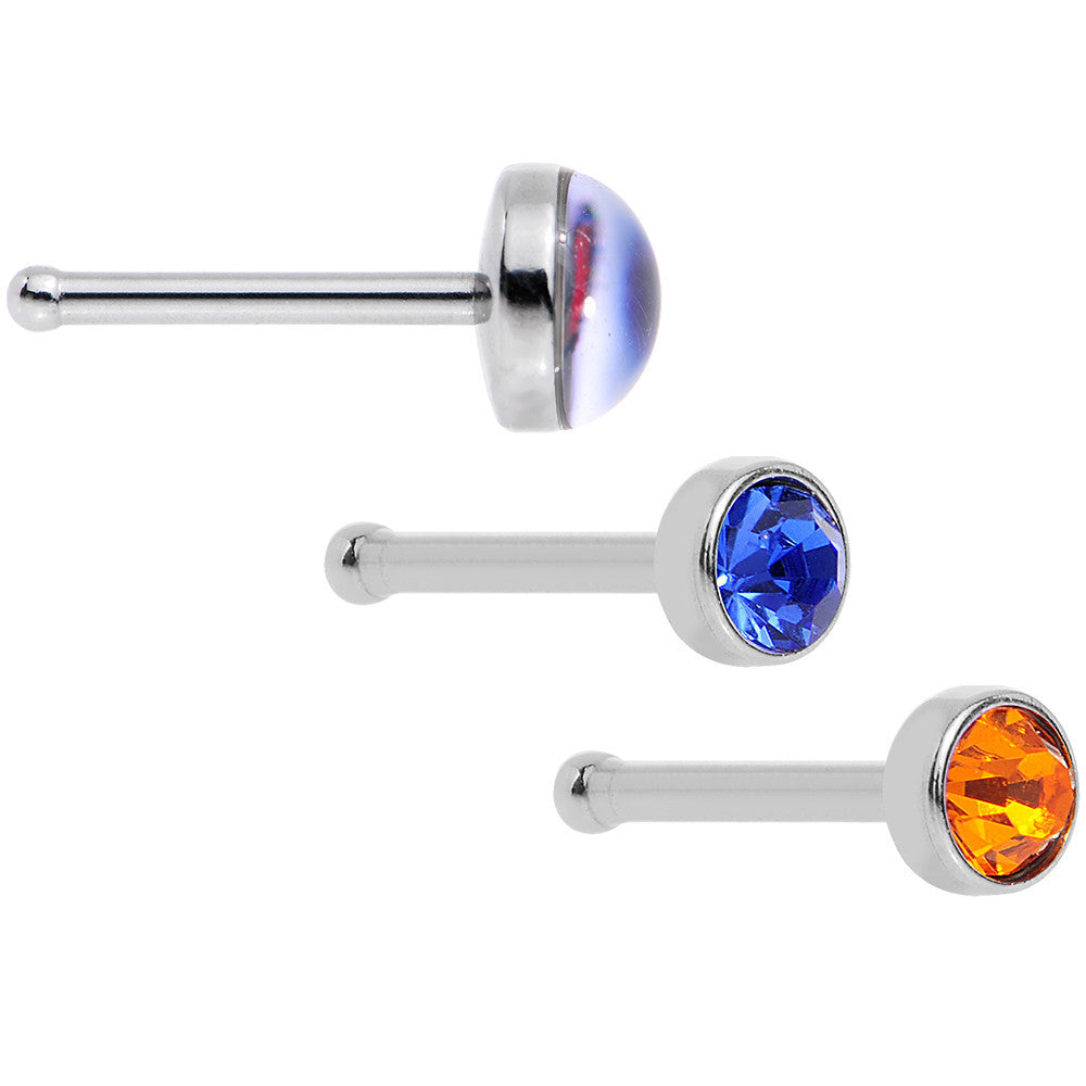 20G Licensed NFL Chicago Bears Logo Nose Bone 3 Pack Set