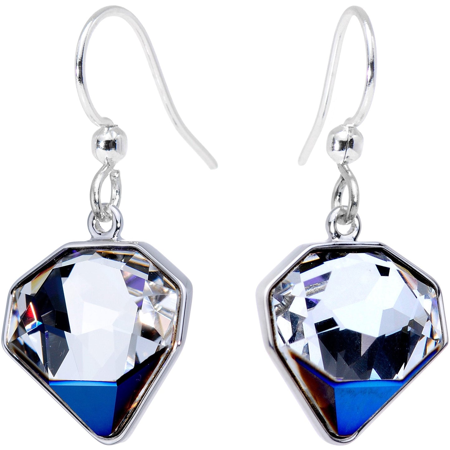 Bling Silver Plated Fishhook Earrings Created with Crystals