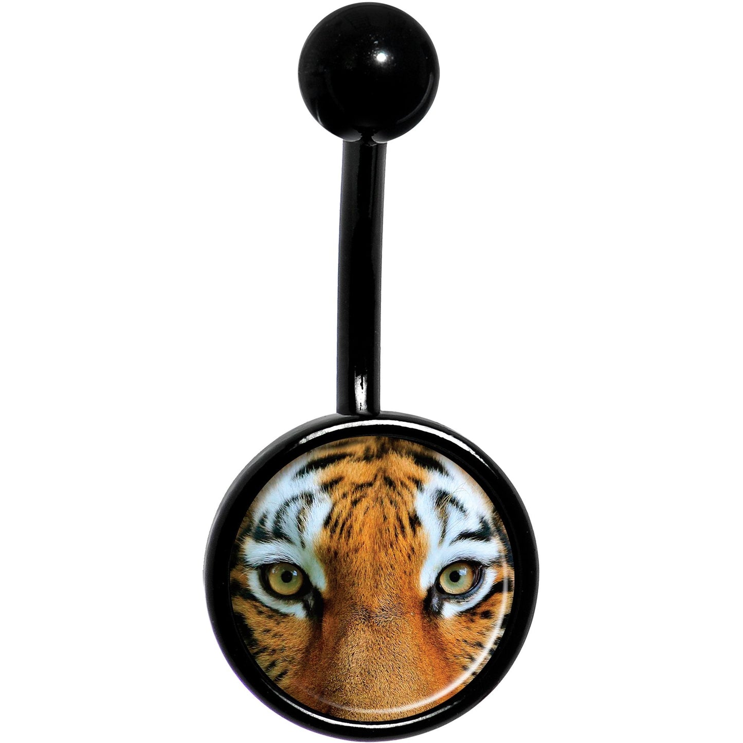 Full Color Tiger Eyes Black Belly Ring