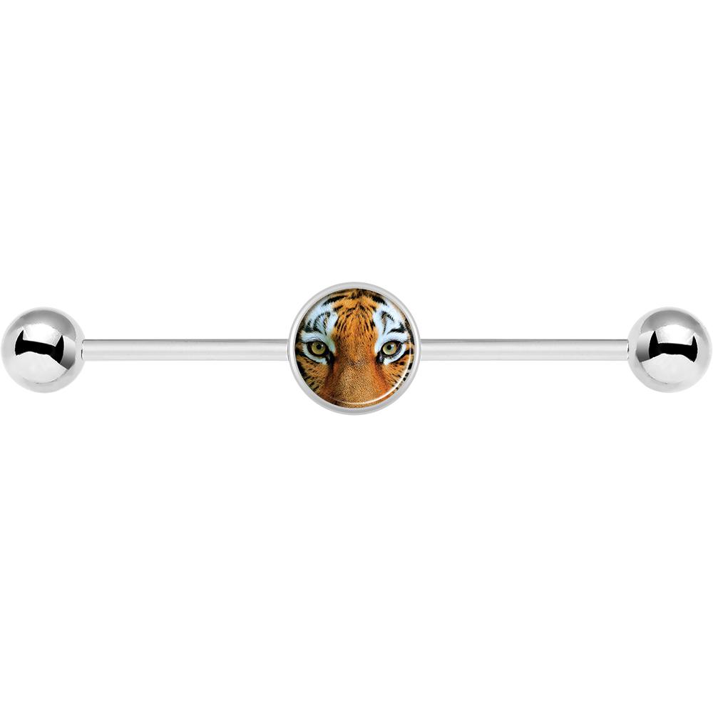 14G Full Color Tiger Eyes Industrial Barbell 37mm