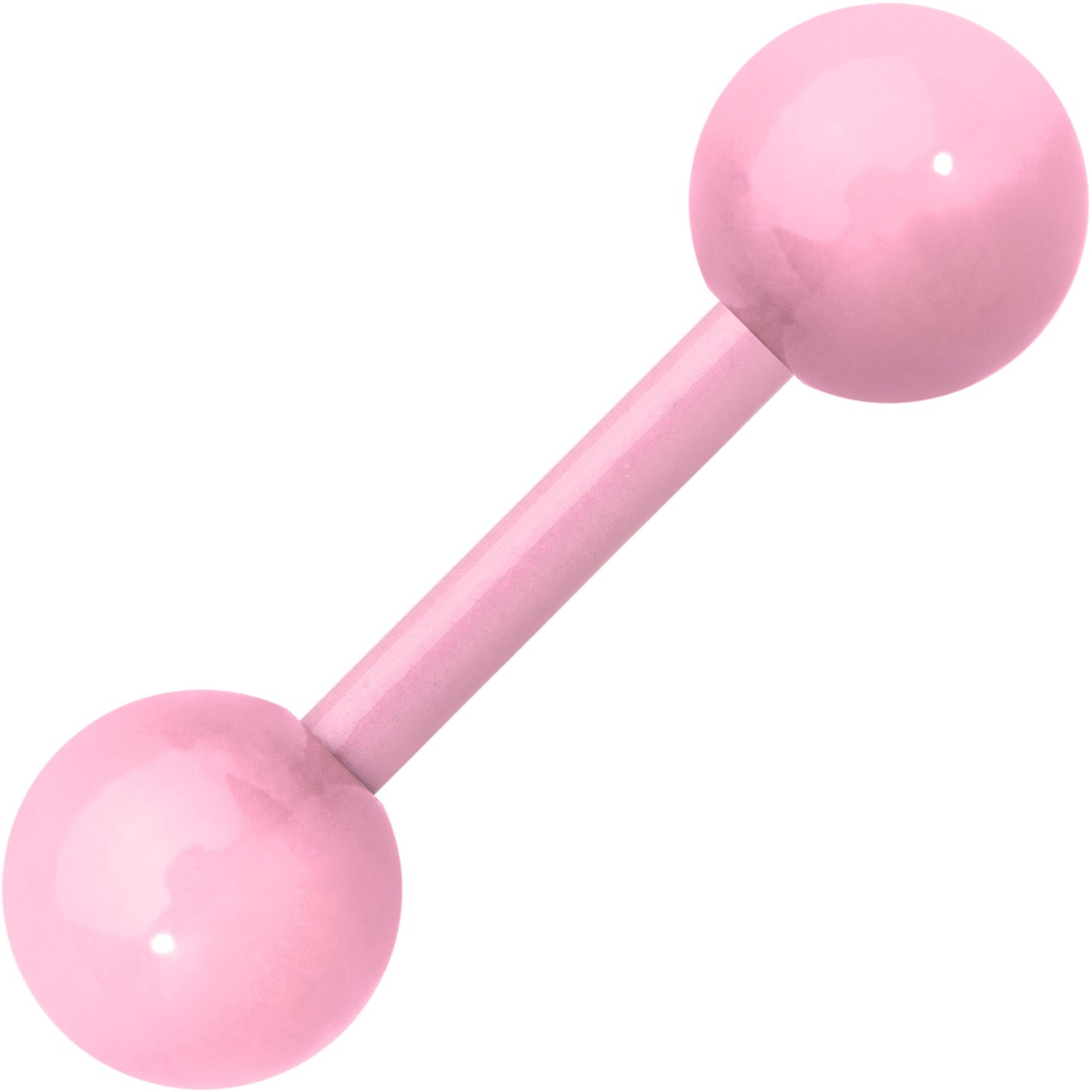 14G 9mm Light Pink Acrylic Over Steel 6mm Ball Straight Barbell