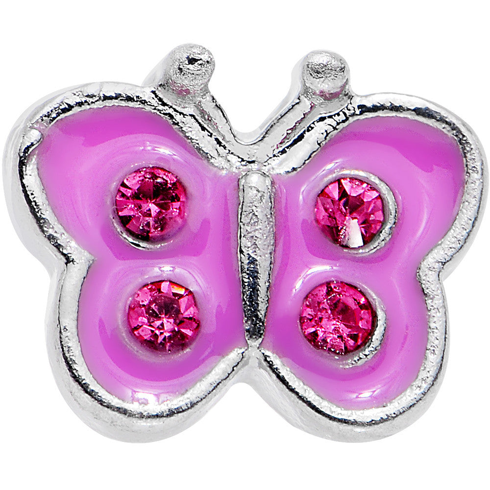 14G 1/4 Pink Cutiepie Butterfly Tragus Cartilage Earring