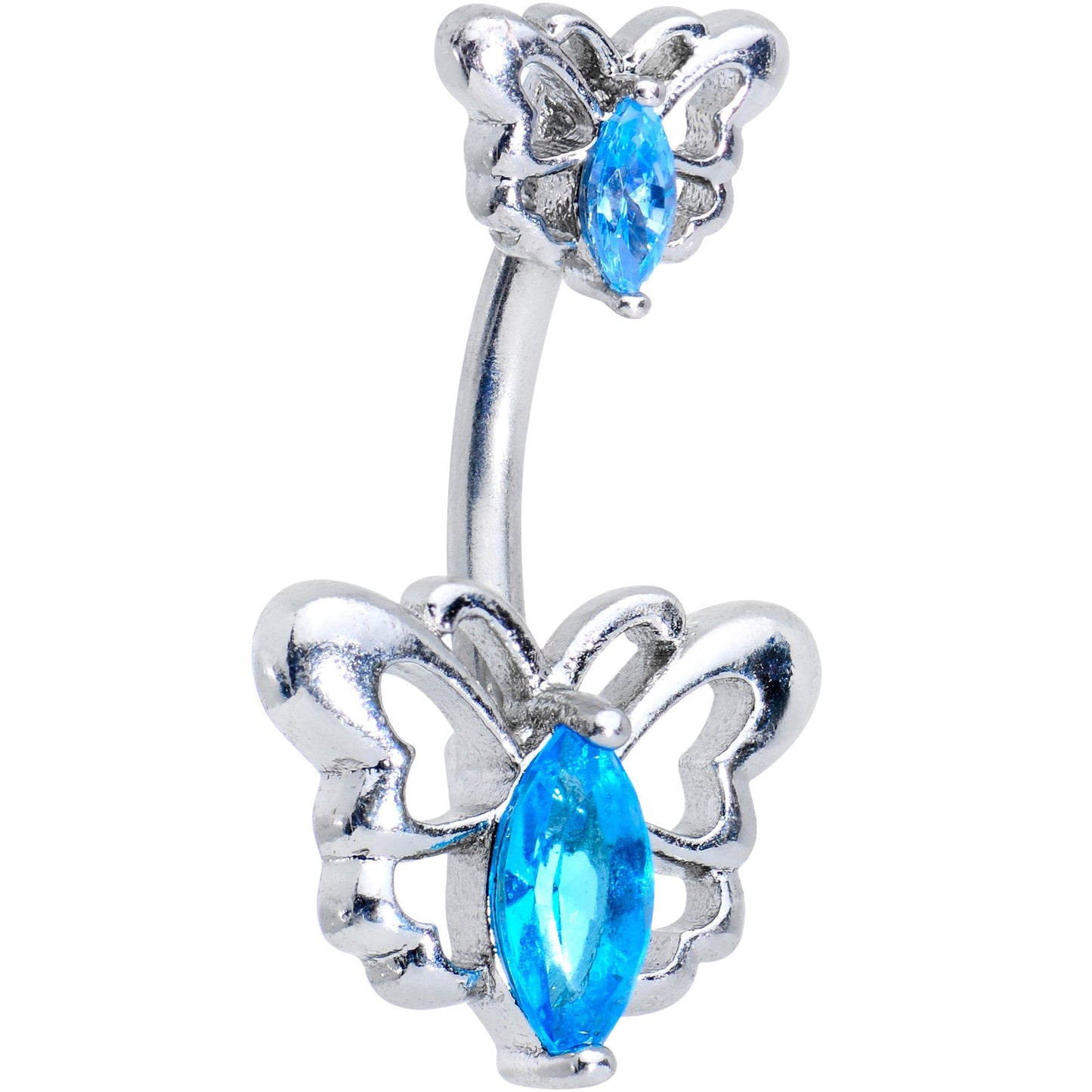 Aqua Gem Butterfly Love Double Mount Belly Ring
