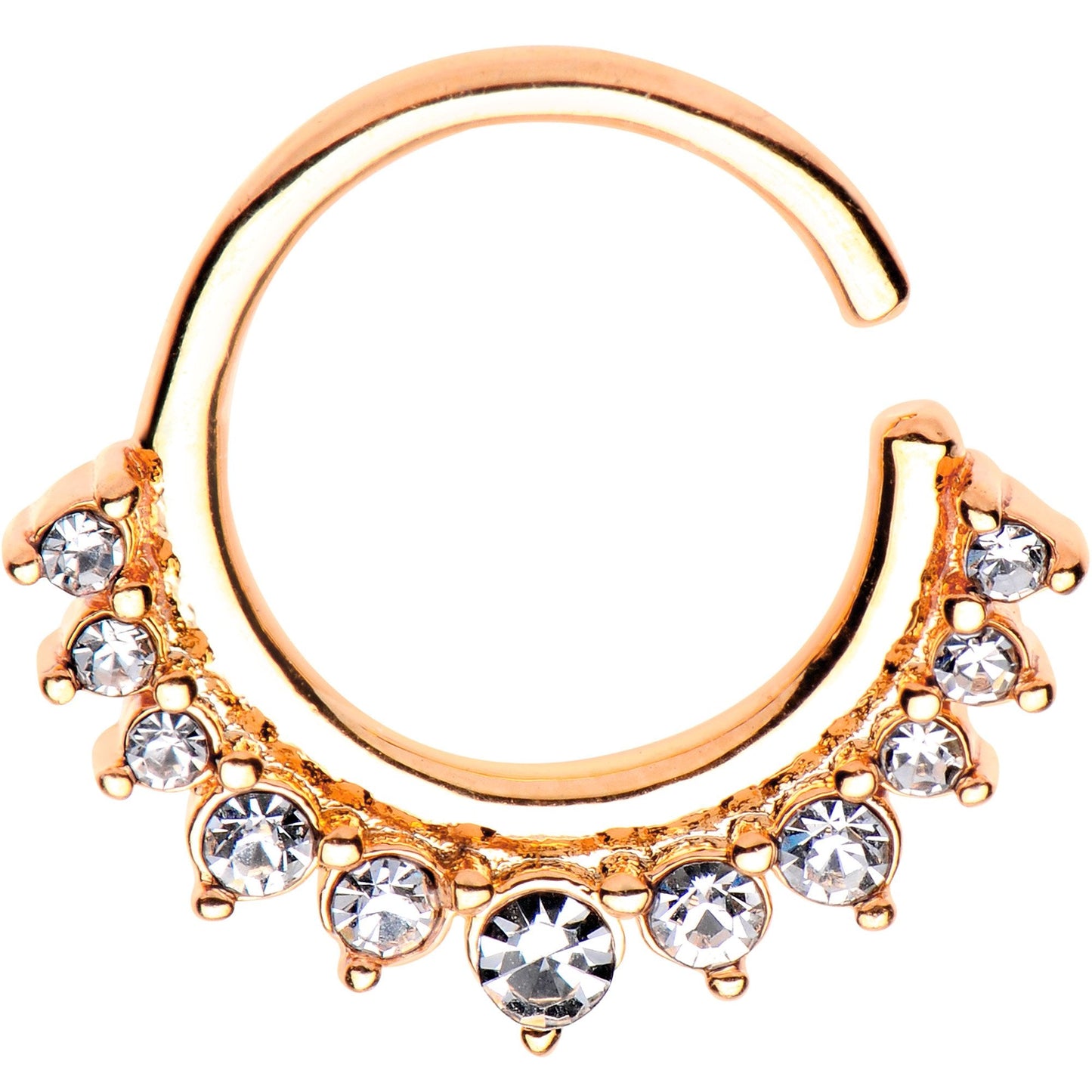 16G Clear Gem Rose Gold Plated Royal Tiara Seamless Circular Ring
