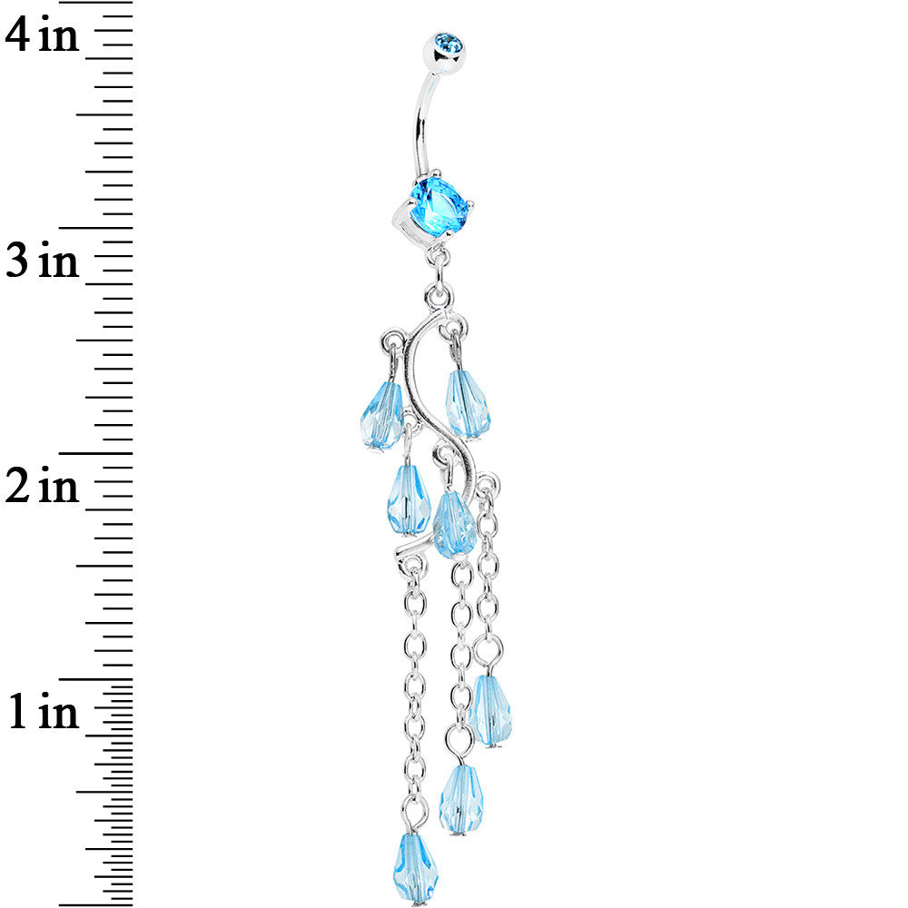 Aqua Gem Prepare To Stare Sleek Curves Dangle Belly Ring