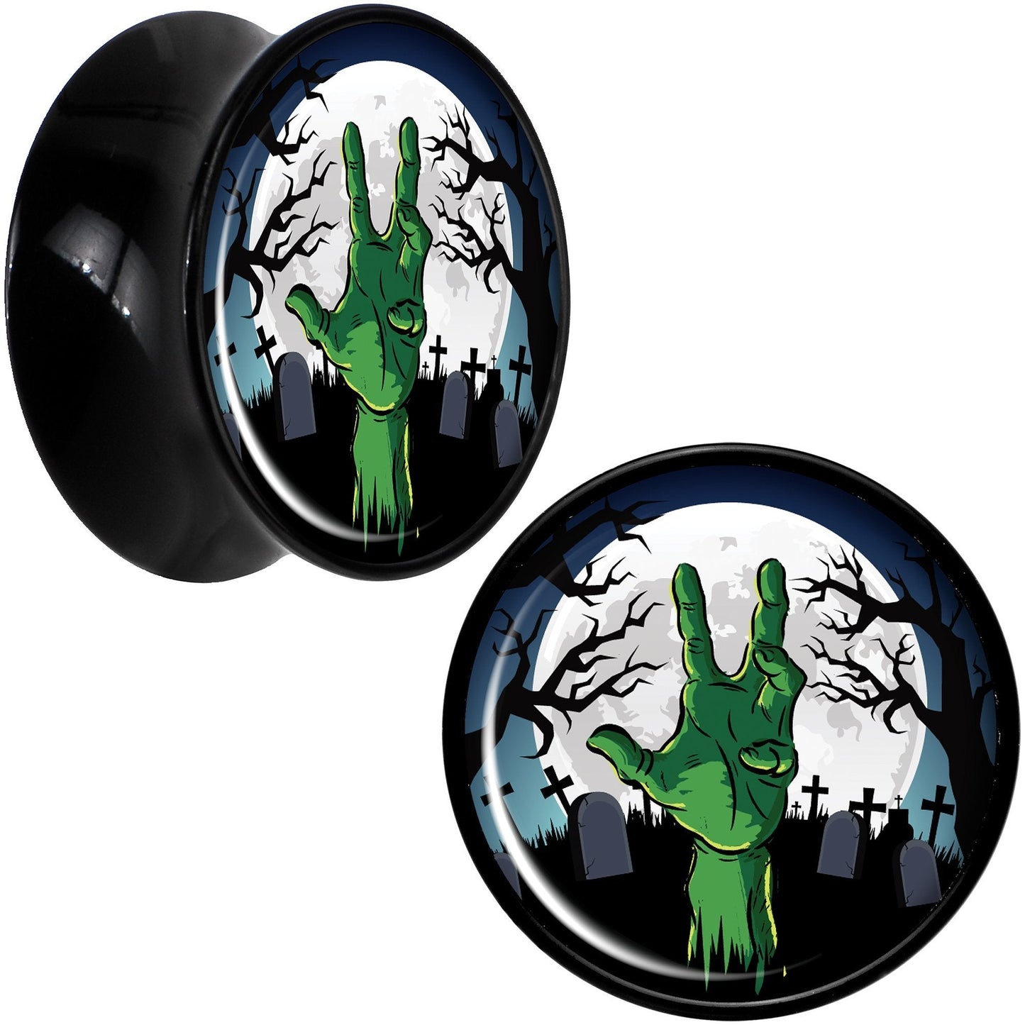 Cemetery Zombie Hand Halloween Black Acrylic Plug Set Available Sizes 0G to 20mm
