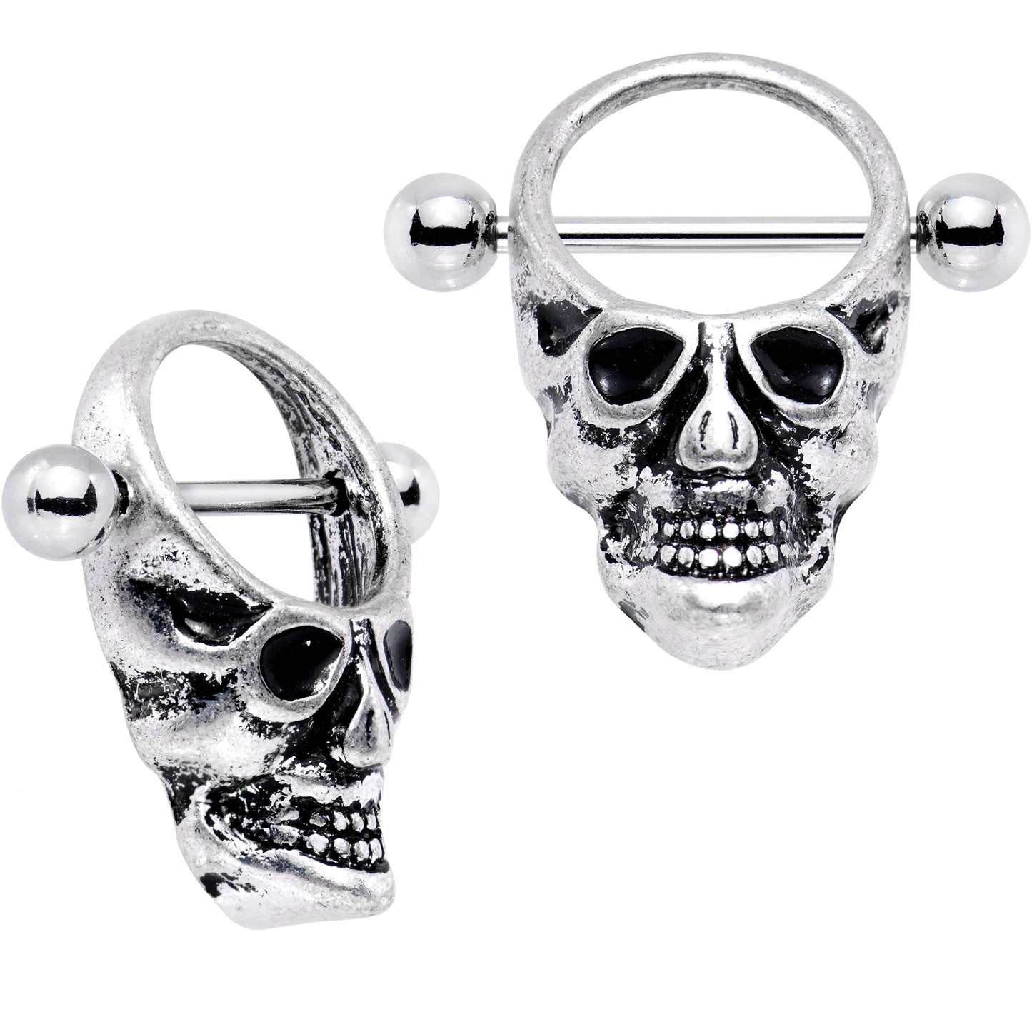 14G 5/8 Staring Halloween Skulls Nipple Shield Set