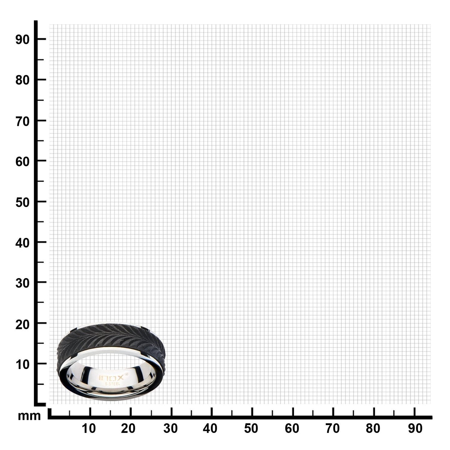 Mens Center Solid Carbon Fiber Leaf Patterned Stainless Steel Ring