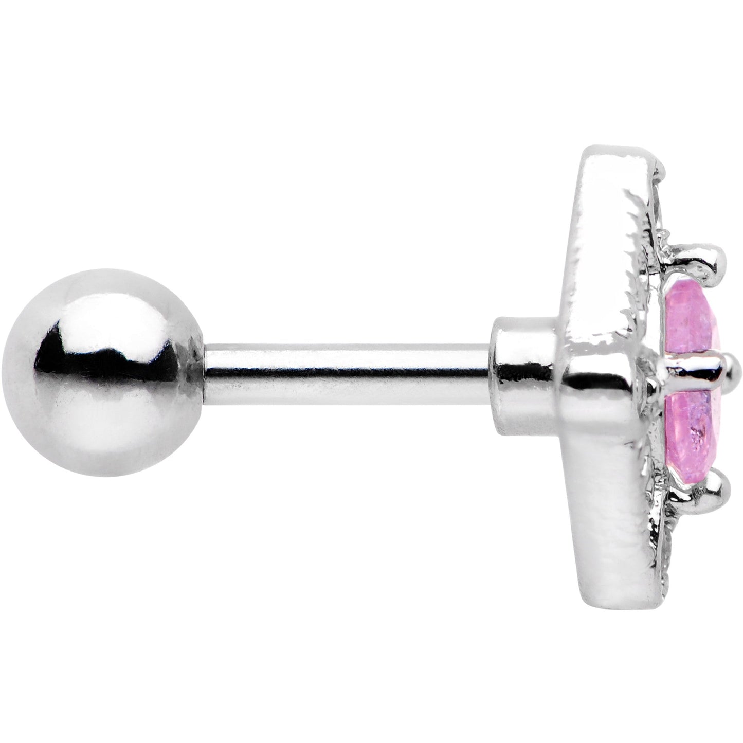 16G 1/4 Clear Pink Gem Rococo Rhombus Tragus Cartilage Earring