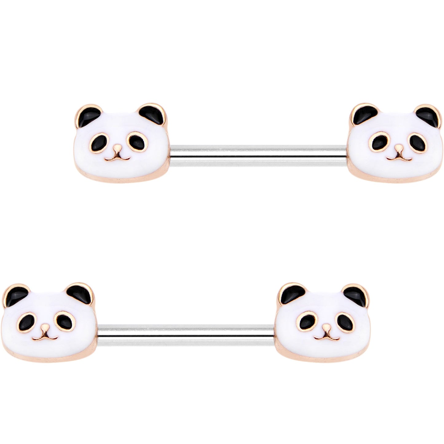 14G 13mm Peaceful Panda Barbell Nipple Ring Set