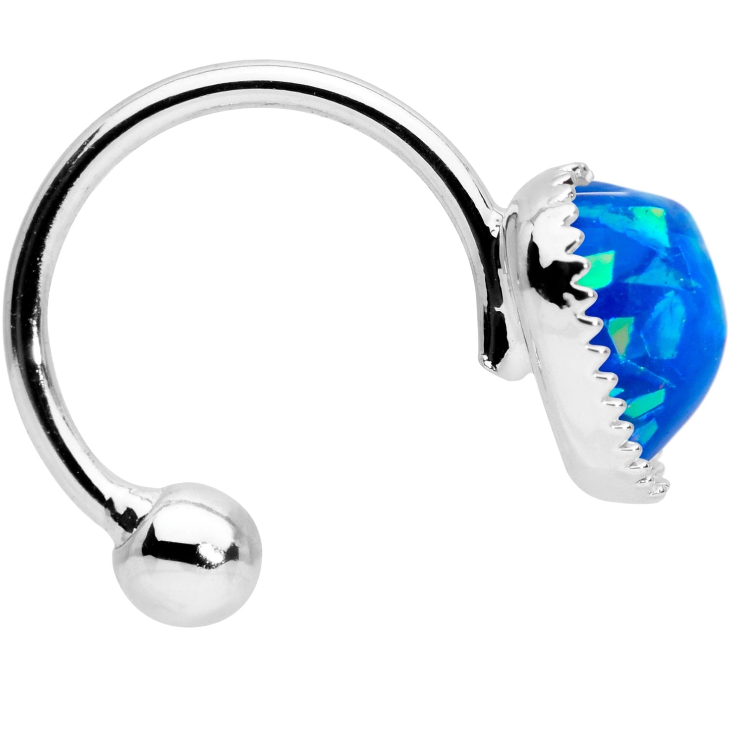 Blue Faux Opal Sacred Heart Non Pierced Ear Cuff