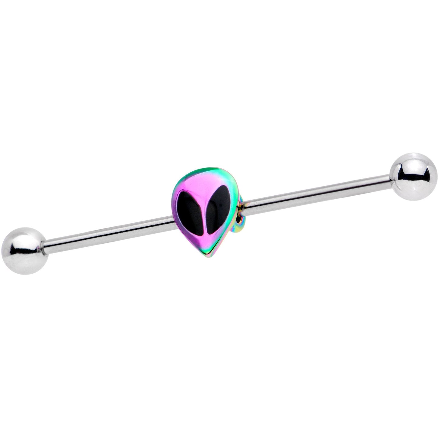 14G Rainbow Radical Alien Industrial Barbell 38mm