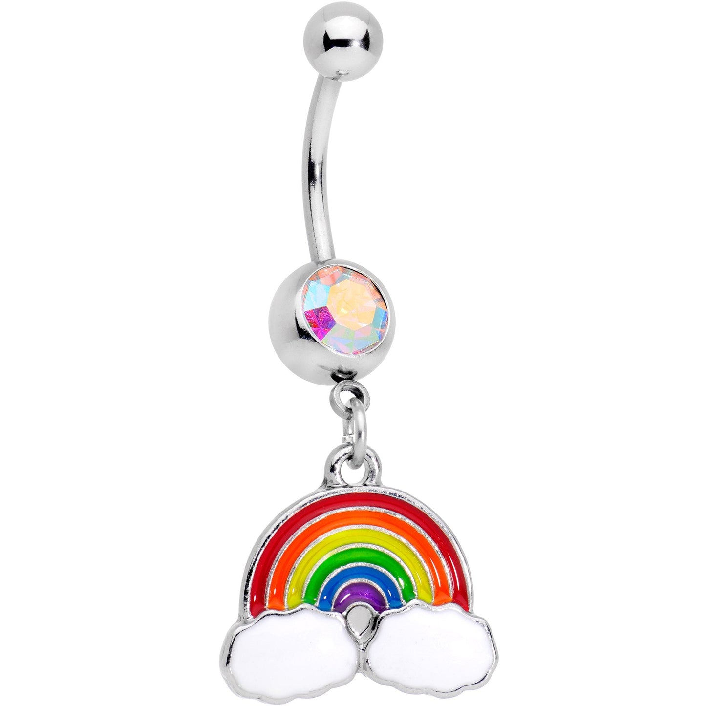 Aurora Gem No Rain Rainbow Dangle Belly Ring