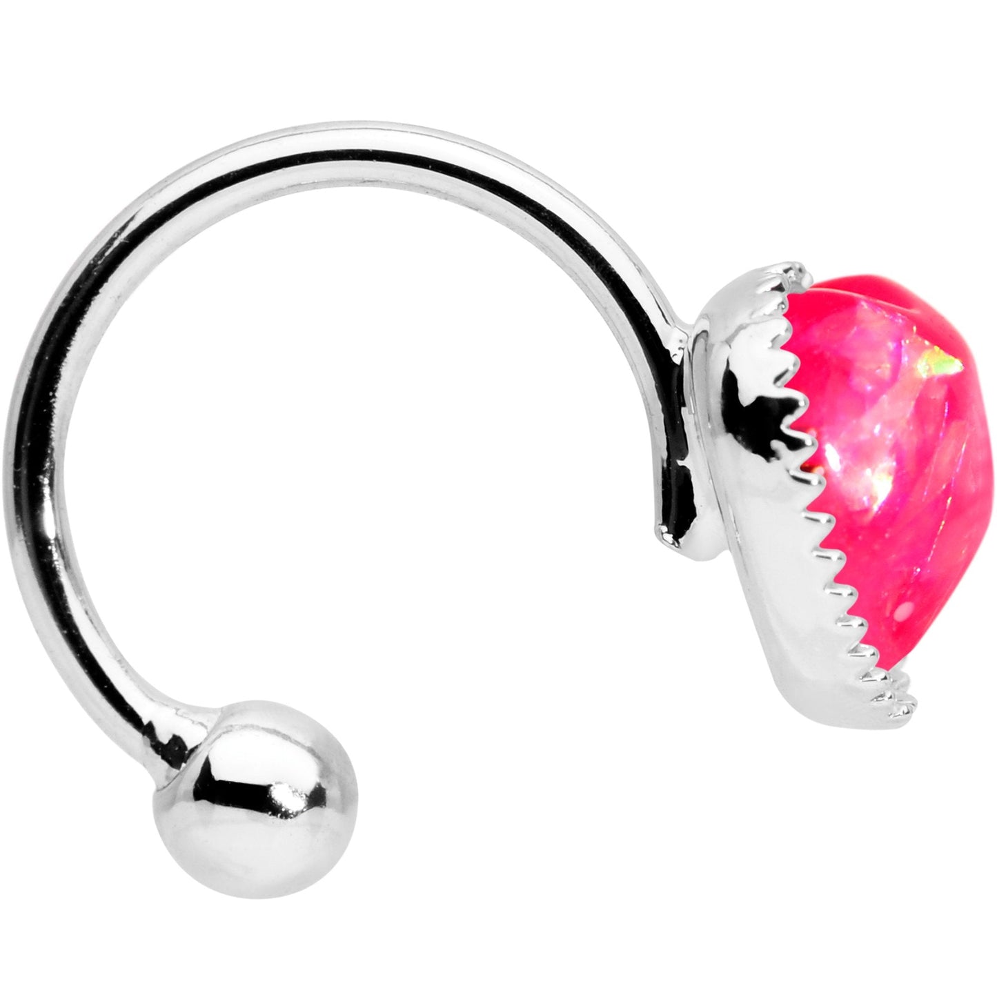 Pink Faux Opal Sacred Heart Non Pierced Ear Cuff