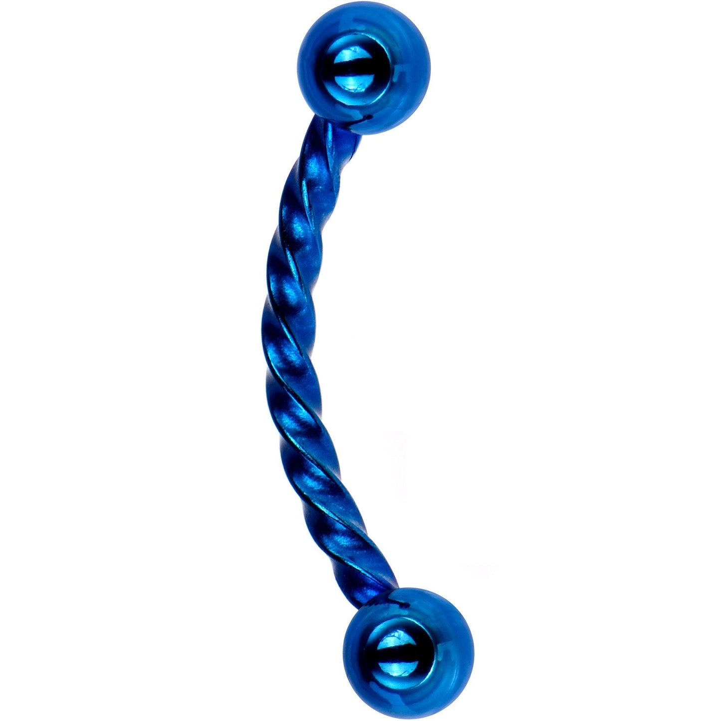 16G 3/8 Blue IP Seriously Twisted Curved Eyebrow Ring