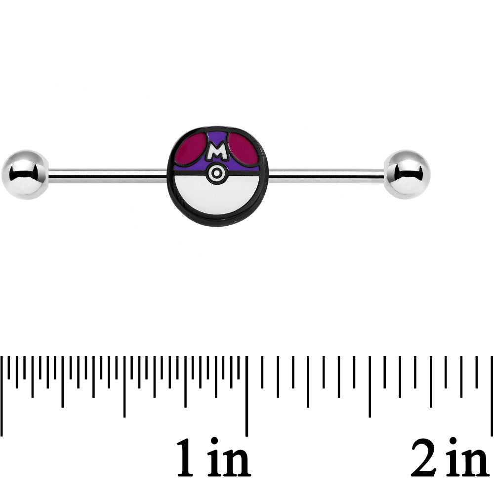 14G Licensed Pokemon Master Ball Industrial Barbell 35mm