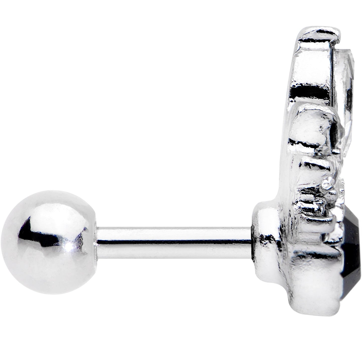 16G 1/4 Clear Black Gem Cocktail Party Tragus Cartilage Earring