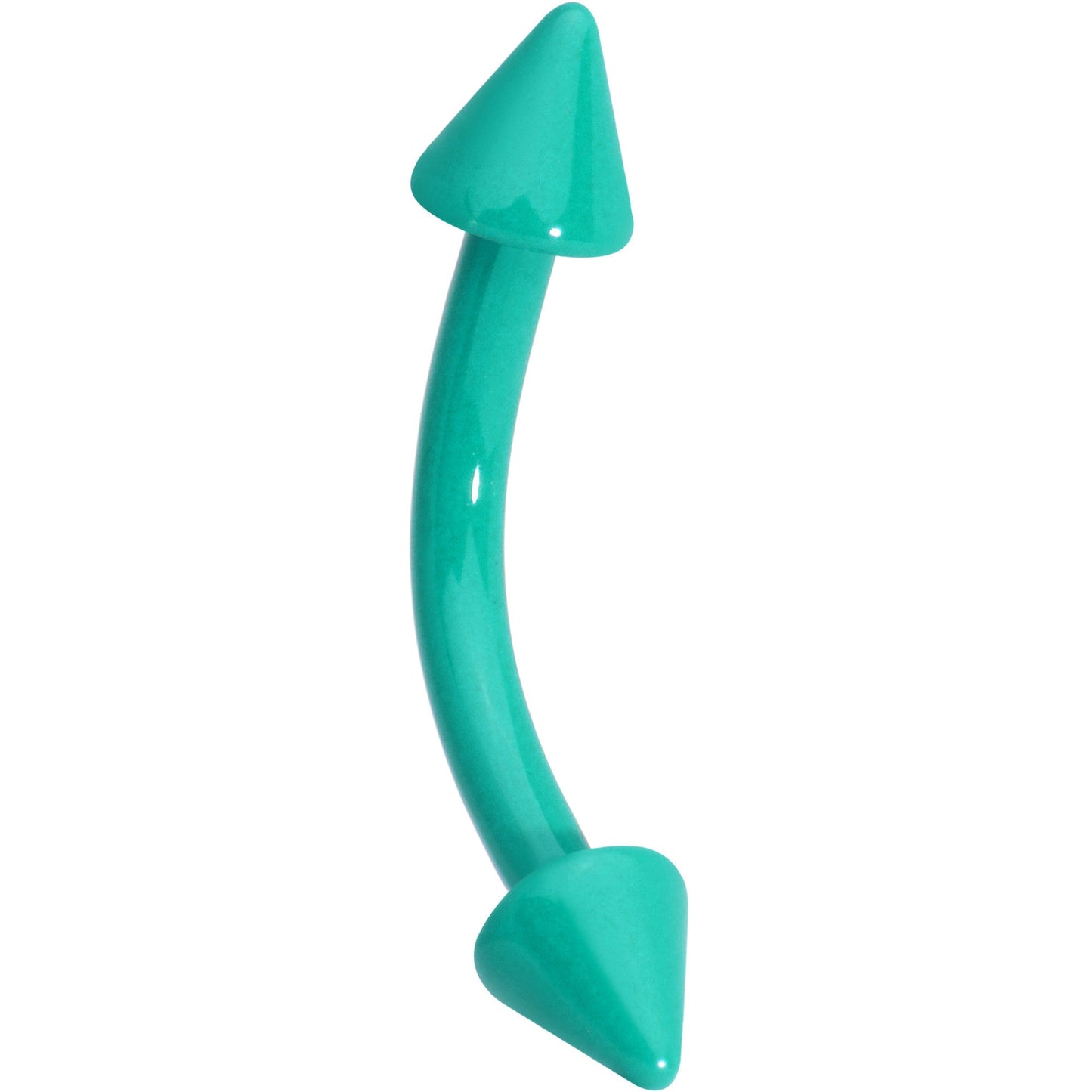 16G 5/16 Cone Green Acrylic Over Steel Curved Eyebrow Rook Piercing